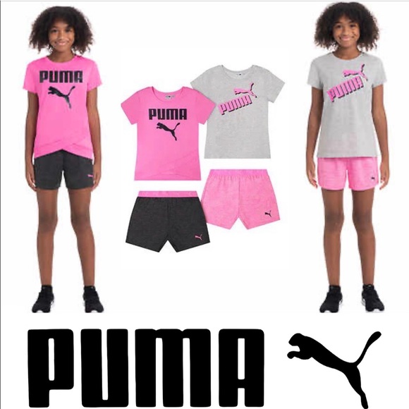 PUMA 4 Piece Short Set Shirt + Shorts Matching Active Set NWT 3/4 - Picture 1 of 11